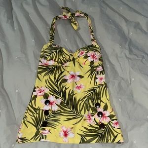 One piece Halter boy short with skit swim suit